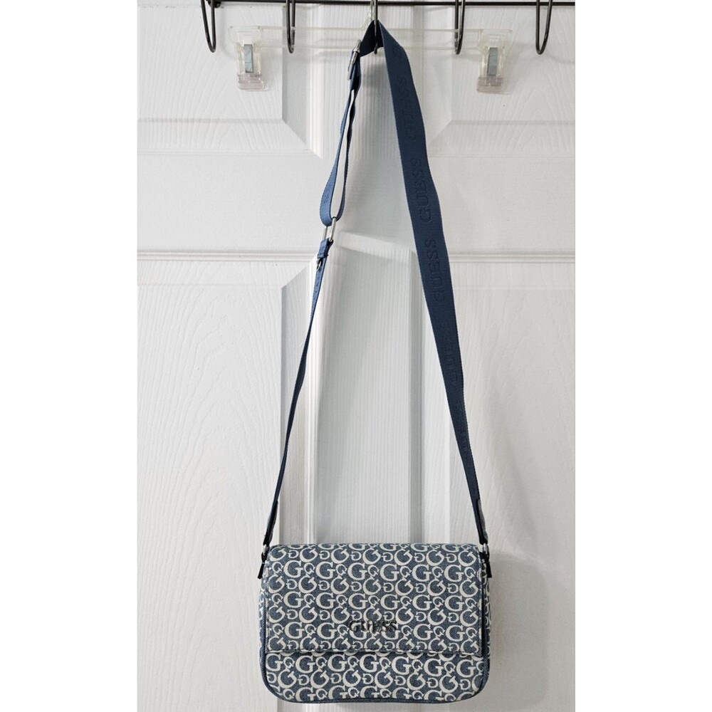 Guess Gridley Crossbody Bag Womens Blue Denim